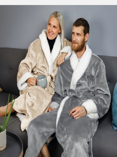 Peignoir, robe de chambre polaire mixte, Utra Douce - Vivezen - Kiabi