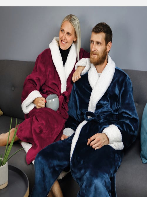 Peignoir, robe de chambre polaire mixte, Utra Douce - Vivezen - Kiabi