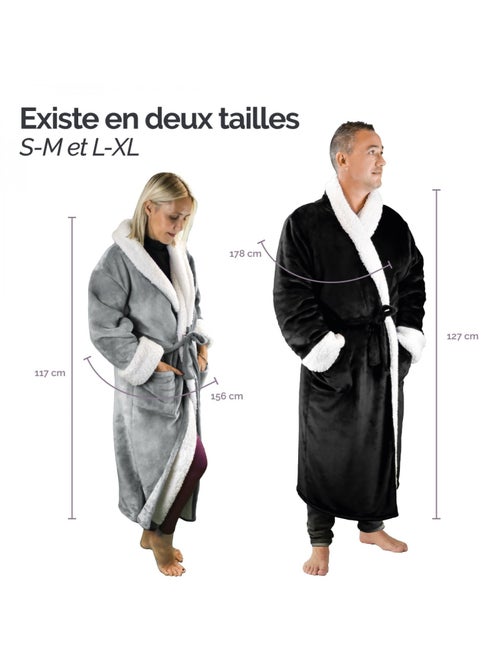 Peignoir, robe de chambre polaire mixte, Utra Douce - Vivezen - Kiabi