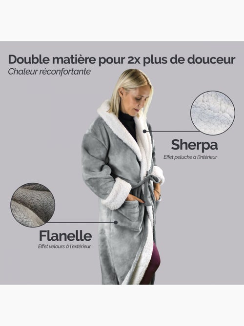 Peignoir, robe de chambre polaire mixte, Utra Douce - Vivezen - Kiabi