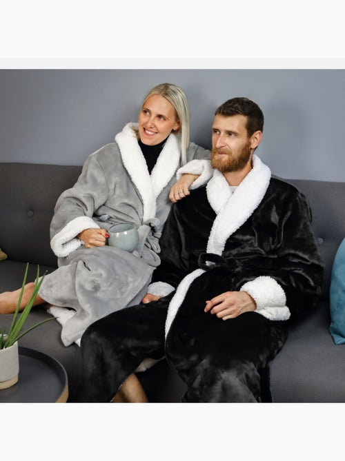 Peignoir, robe de chambre polaire mixte, Utra Douce - Vivezen - Kiabi