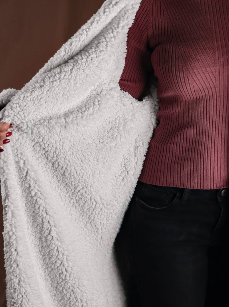 Peignoir, robe de chambre polaire mixte, Utra Douce - Vivezen Gris - Kiabi