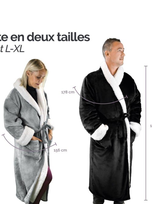 Peignoir, robe de chambre polaire mixte, Utra Douce - Vivezen - Kiabi