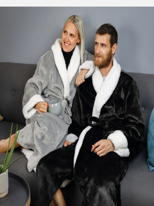 Peignoir, robe de chambre polaire mixte, Utra Douce - Vivezen - Kiabi