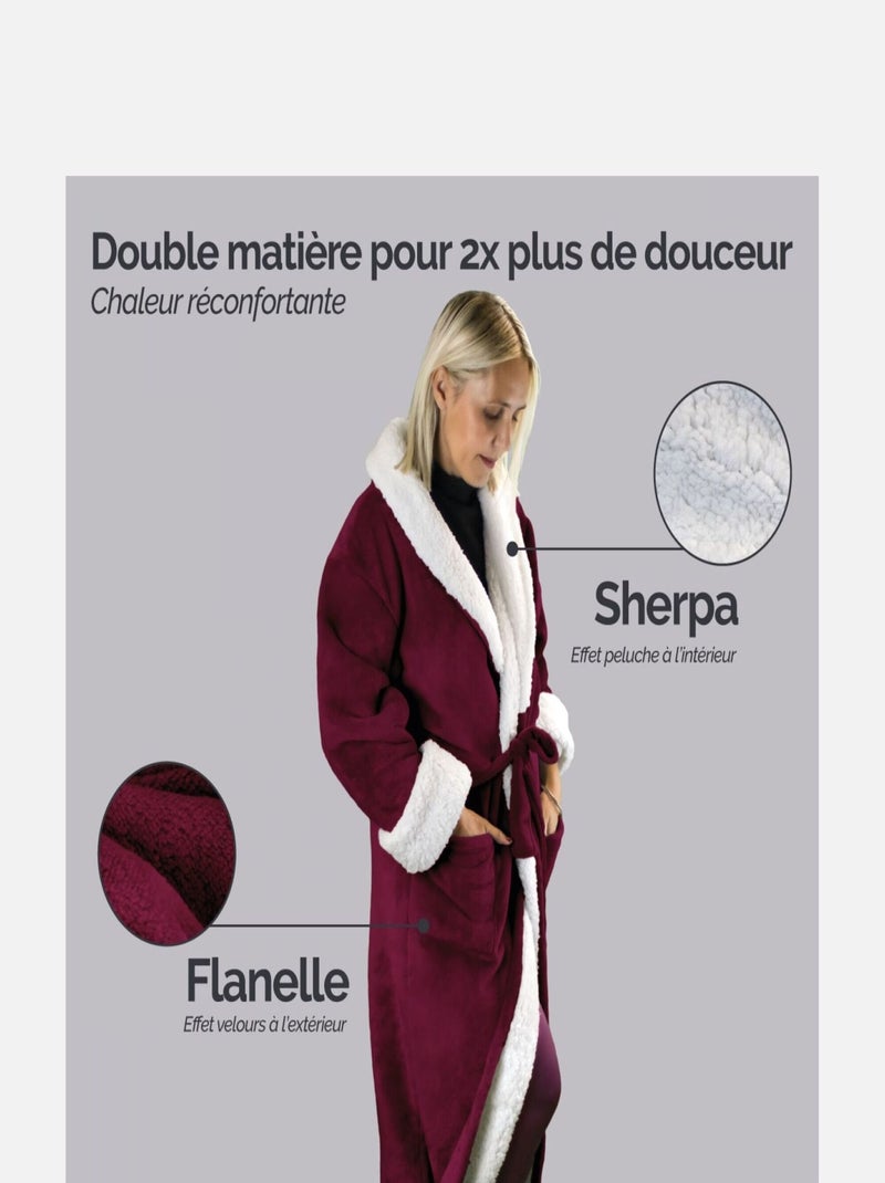 Peignoir, robe de chambre polaire mixte, Utra Douce - Vivezen Violet - Kiabi