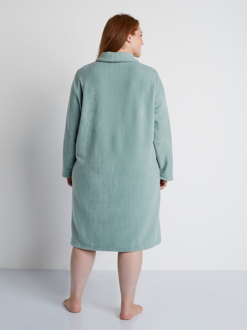 Peignoir robe de chambre polaire uni - Afibel Vert - Kiabi
