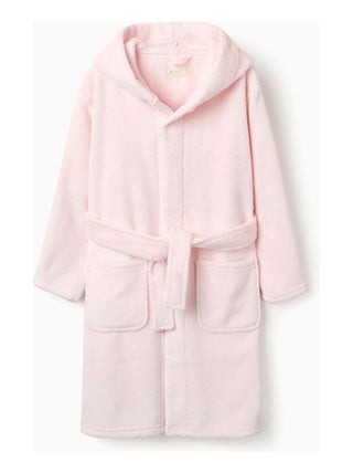 Peignoir rose avec capuche pour fille manches courtes ESSENTIALS LINE