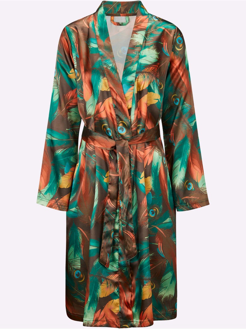 Peignoir Satin - Taille Standard - Witt Vert/Orange - Kiabi