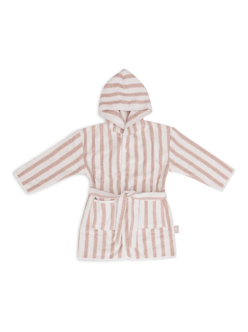 Peignoir Stripe Eponge GOTS en coton bio Rose - Kiabi
