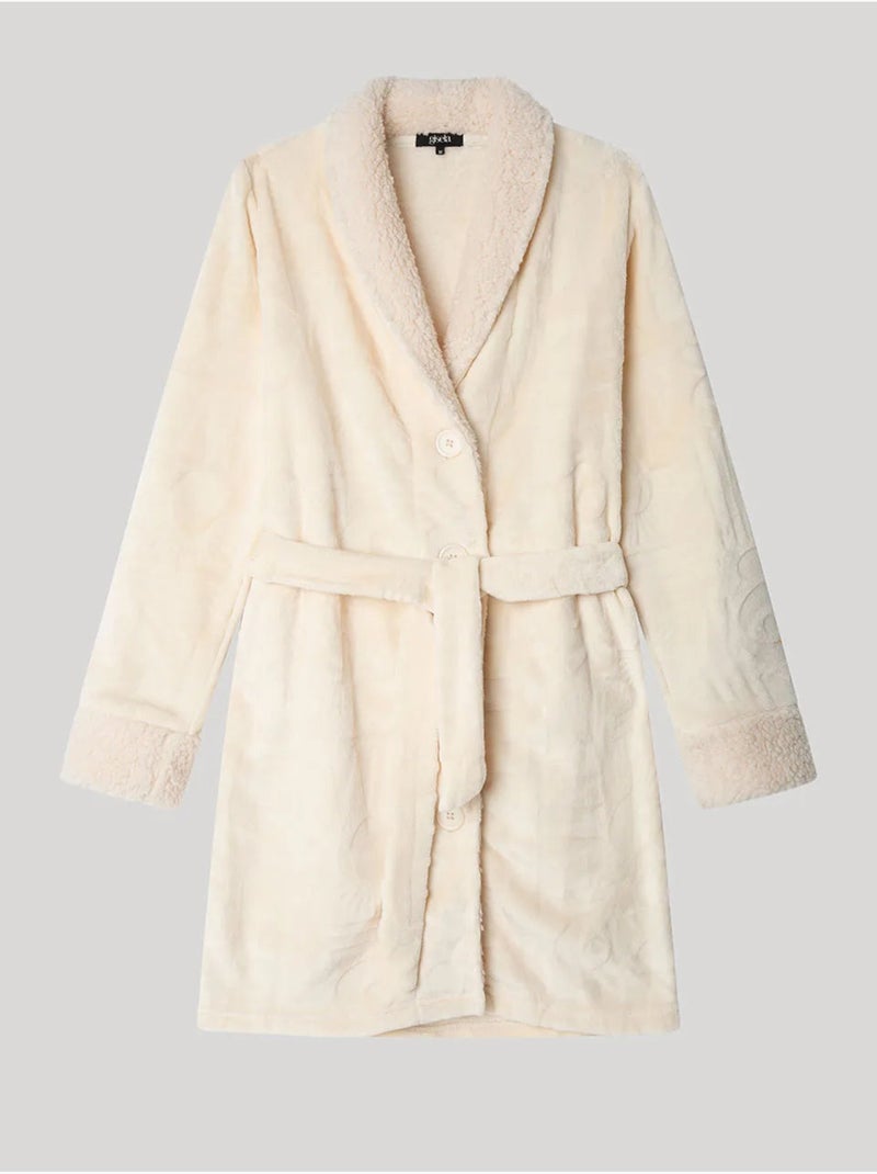 Peignoir texture peluche Ecru - Kiabi