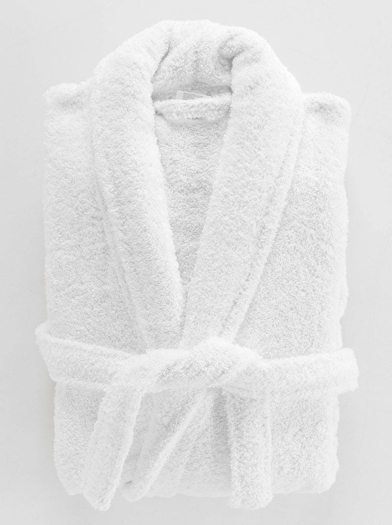 Peignoir uni à col châle Blanc - Kiabi