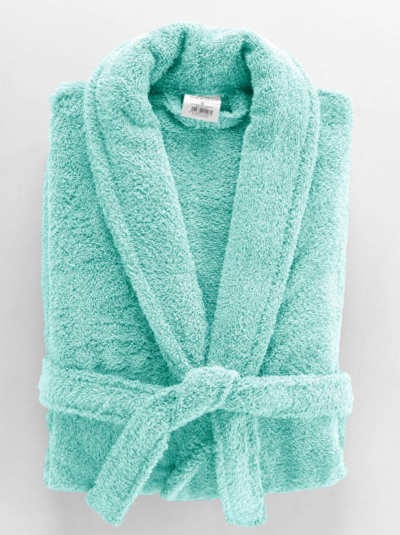 Peignoir uni à col châle Bleu céladon - Kiabi