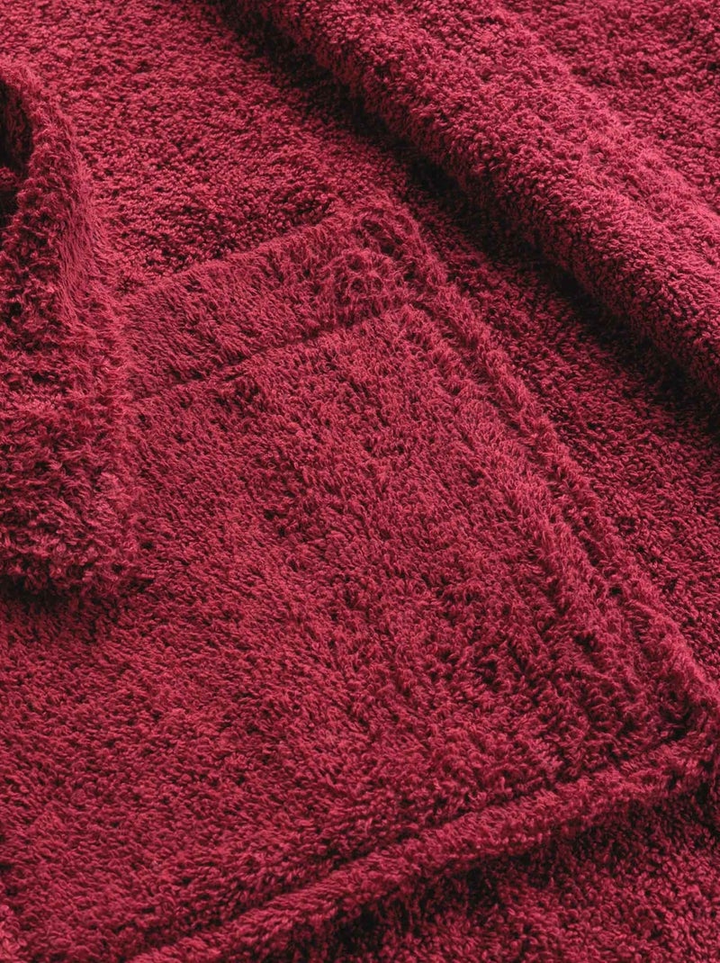 Peignoir uni à col châle Rouge - Kiabi
