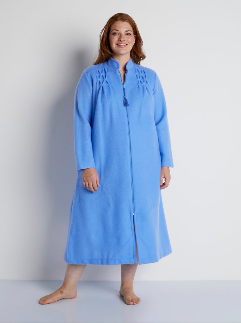 Peignoir zippé en maille Courtelle® Bleu - Kiabi