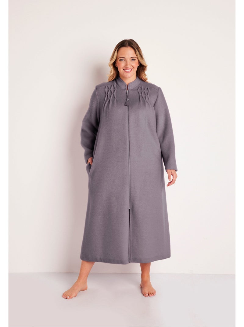 Peignoir zippé en maille Courtelle® Gris - Kiabi