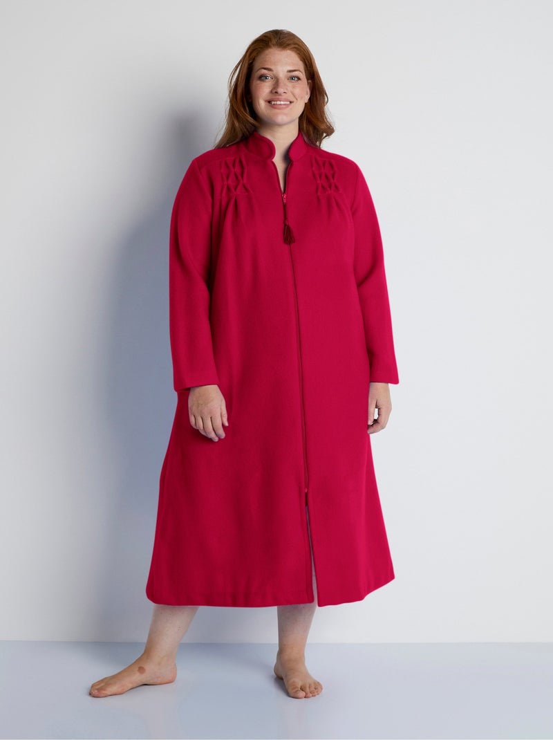 Peignoir zippé en maille Courtelle® Rouge - Kiabi
