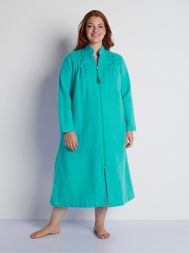 Peignoir zippé en maille Courtelle® Vert - Kiabi