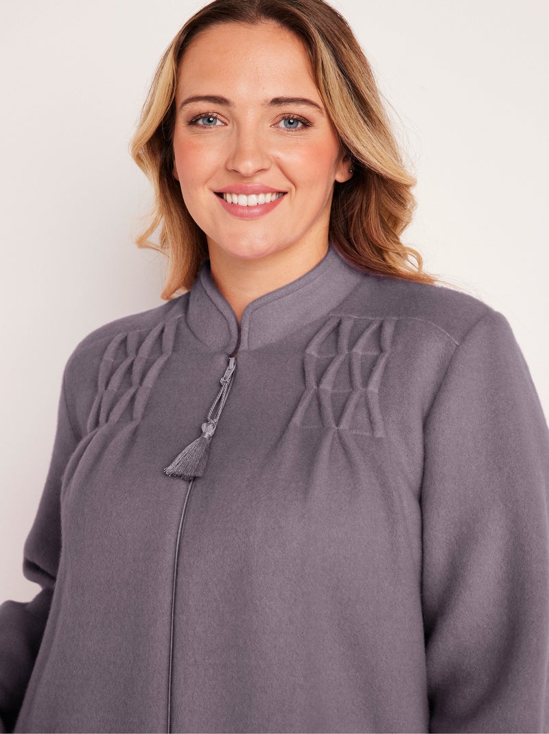 Peignoir zippé maille Courtelle® Gris - Kiabi