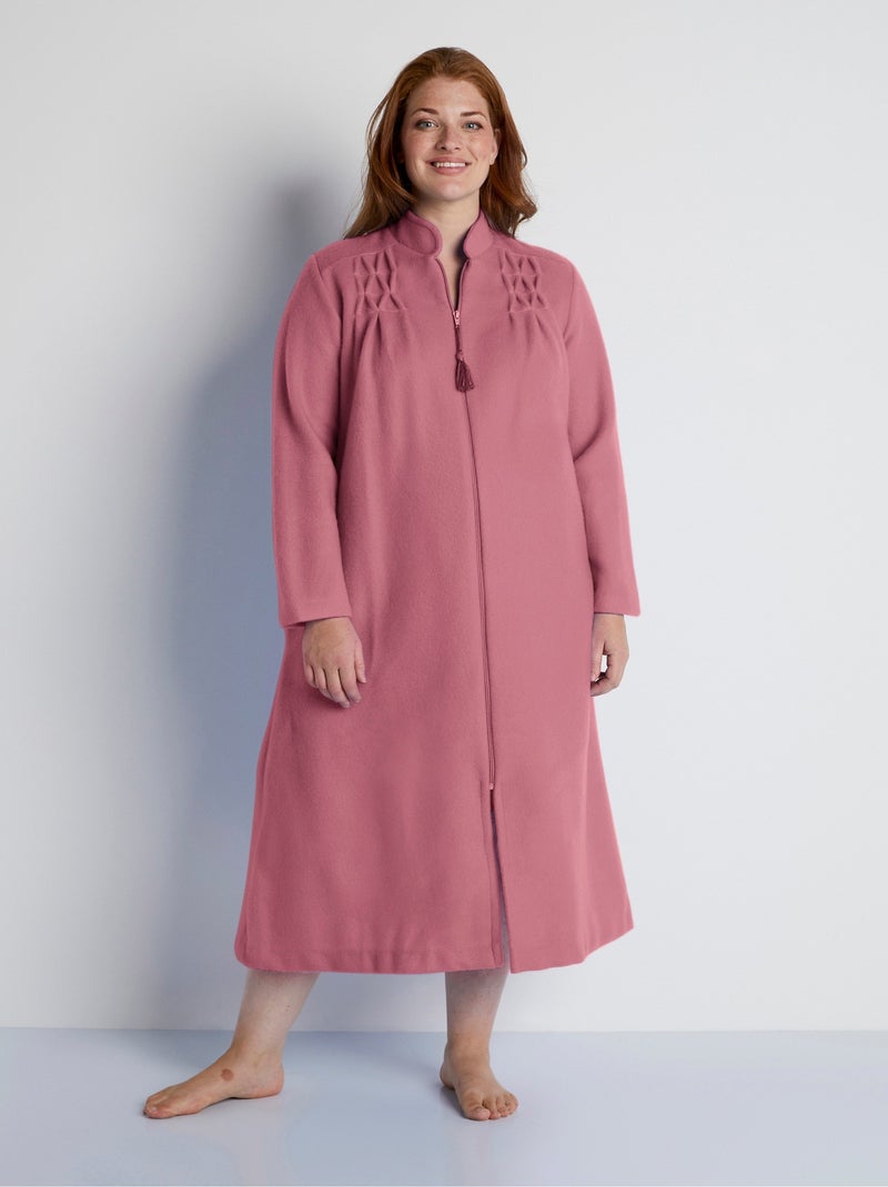 Peignoir zippé maille Courtelle® Rose - Kiabi