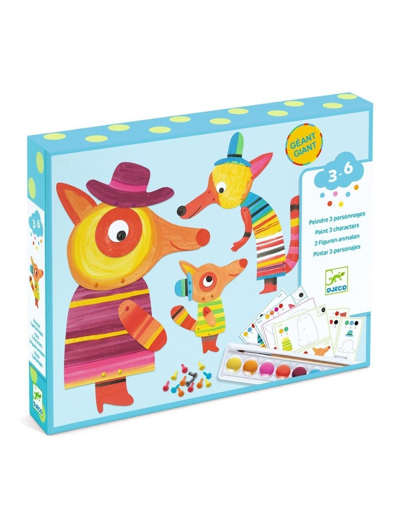 Peindre 3 personnages La famille renard Multicolore - Kiabi