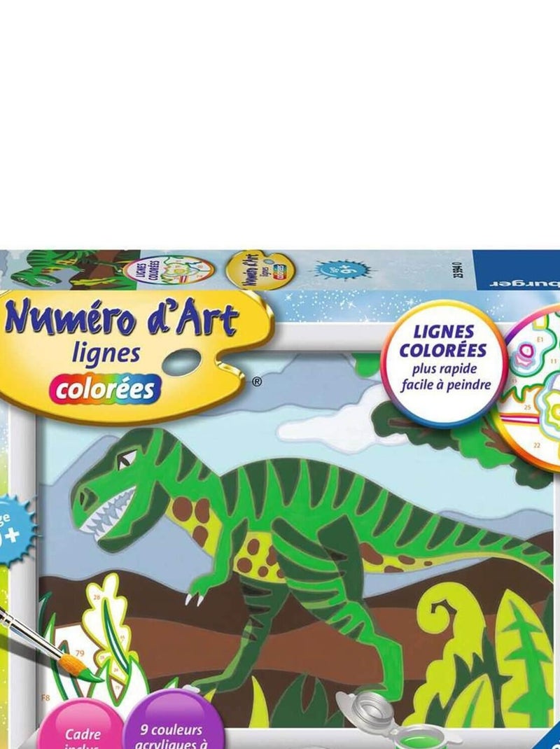 Peinture au numéro : Numéro d'Art lignes colorées : Petit dino N/A - Kiabi