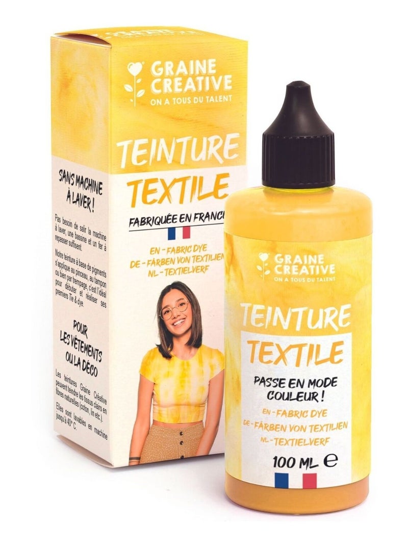 Peinture pour textile 100 ml effet tie and die - - Graine Créative Jaune - Kiabi