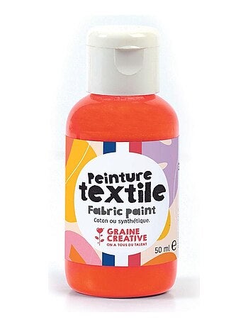 Peinture pour textile 50 ml - orange fluo - Graine Créative