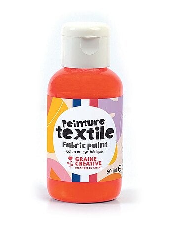 Peinture pour textile 50 ml - orange fluo - Graine Créative