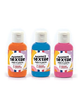 Peinture pour textile 50 ml - orange fluo - Graine Créative