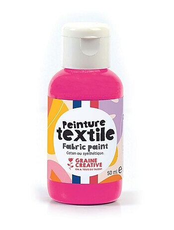 Peinture pour textile 50 ml - rose fluo - Graine Créative