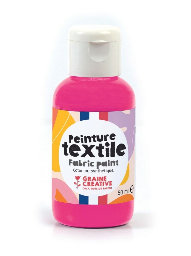 Peinture pour textile 50 ml - rose fluo - Graine Créative Rose - Kiabi