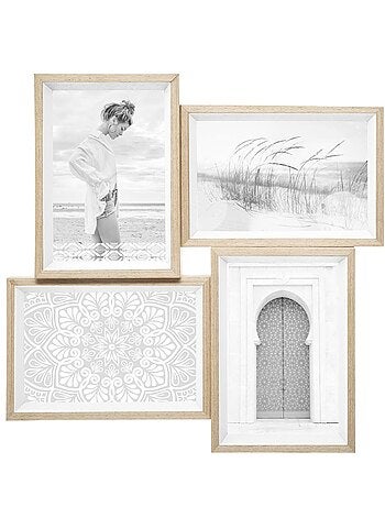 Pêle-mêle 4 photos bicolore en bois MOLY