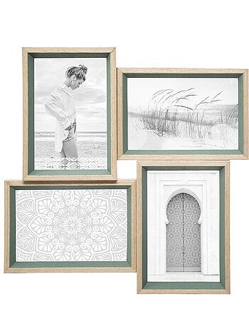 Pêle-mêle 4 photos bicolore en bois MOLY