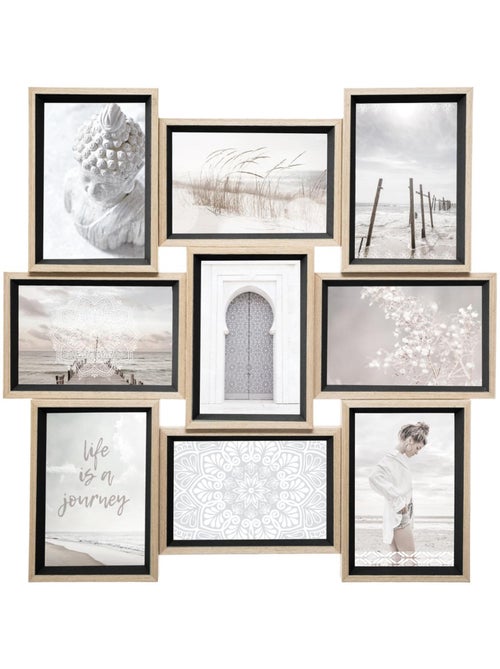 Pêle-mêle 9 photos design empilé en bois MOLY - Kiabi