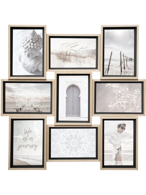 Pêle-mêle 9 photos design empilé en bois MOLY - Kiabi
