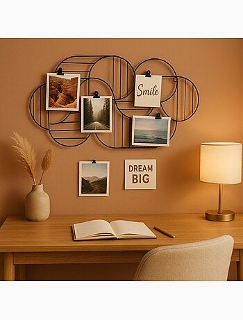 Pêle-mêle design en métal noir 59x31cm