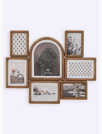 Pêle mêle en bois avec 7 cadres photos - Atmosphera