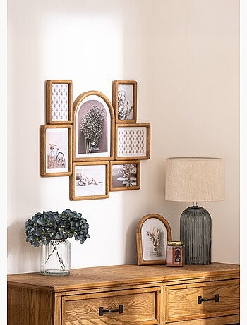 Pêle mêle en bois avec 7 cadres photos - Atmosphera