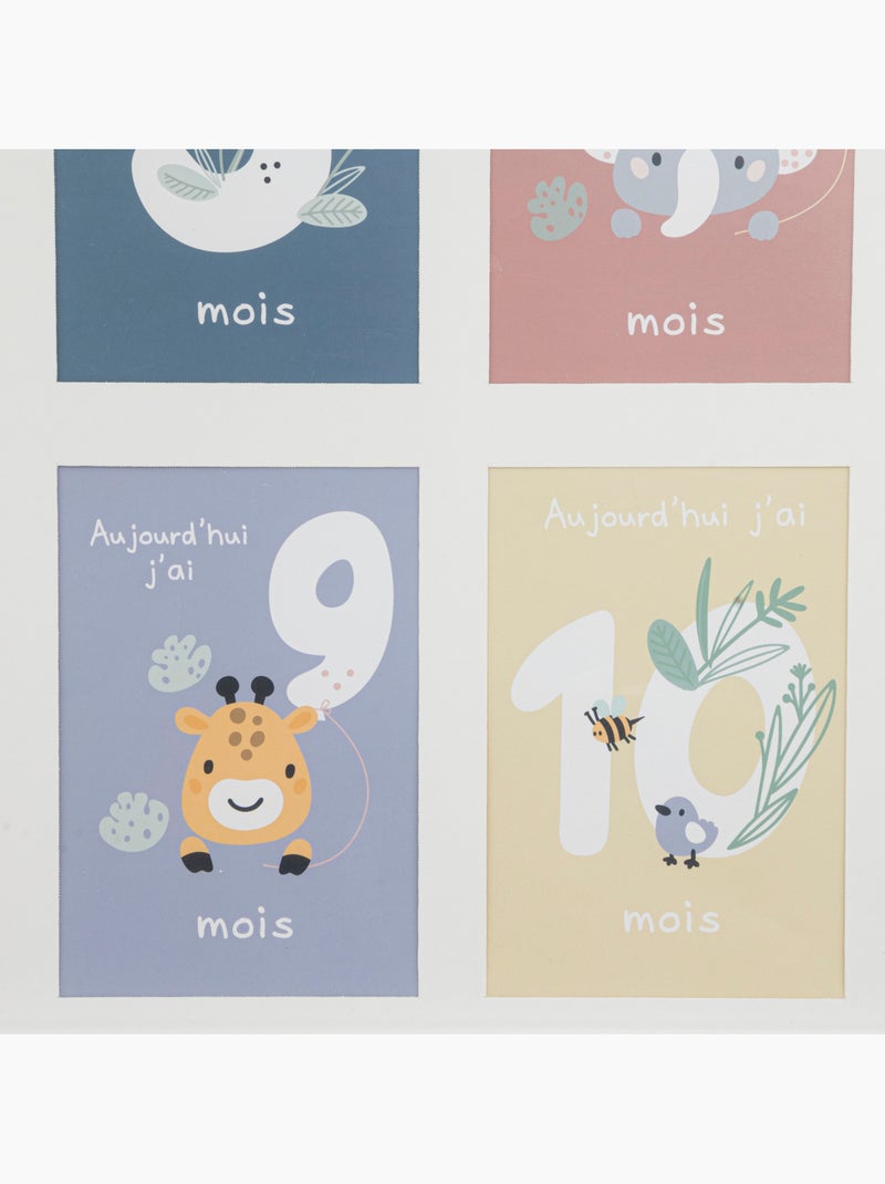 Pêle-mêle enfant en bois peint 12 mois ZURIA Blanc chaud - Kiabi
