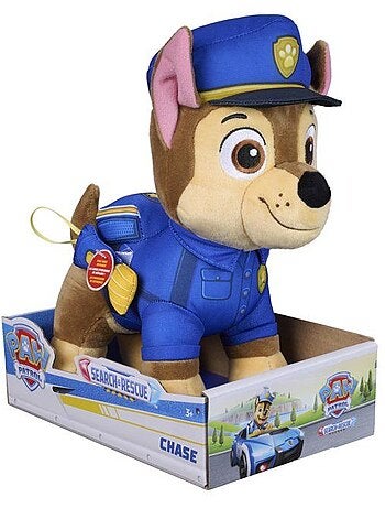 Peluche - chase - 25cm - search & rescue - la pat'patrouille