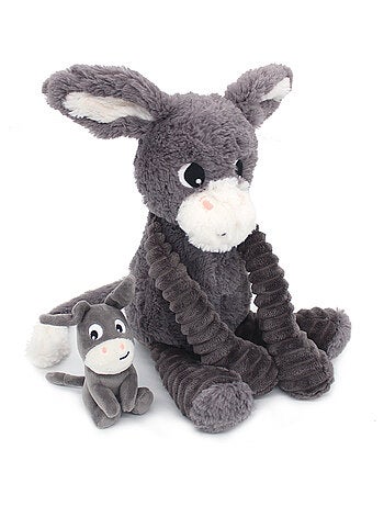 Peluche âne maman et son bébé gris