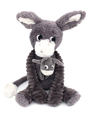 Peluche âne maman et son bébé gris