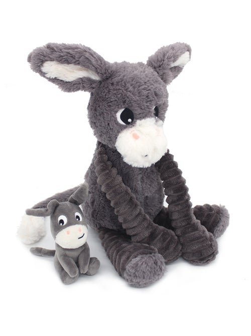 Peluche âne maman et son bébé gris - Kiabi