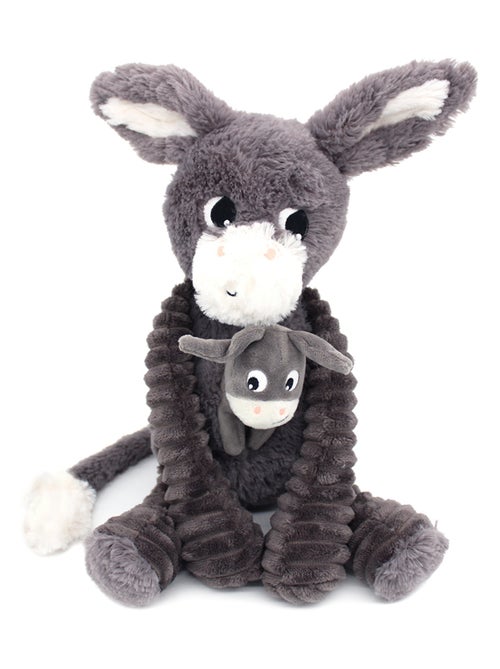 Peluche âne maman et son bébé gris - Kiabi