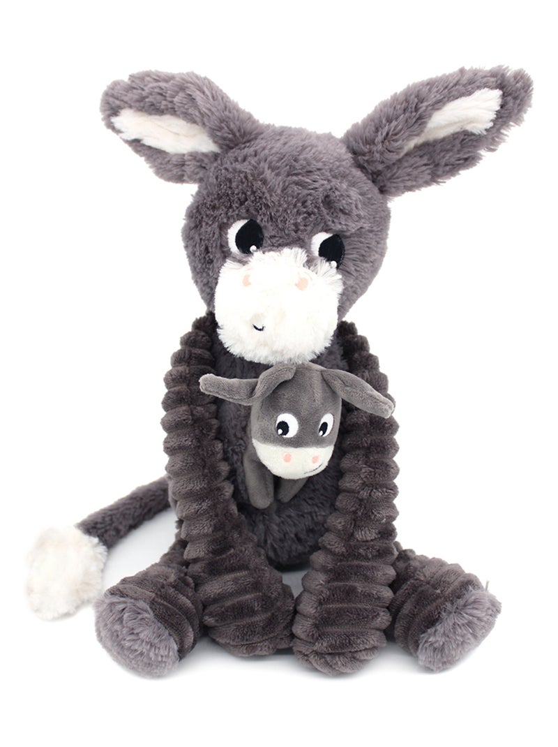 Peluche âne maman et son bébé gris Gris - Kiabi