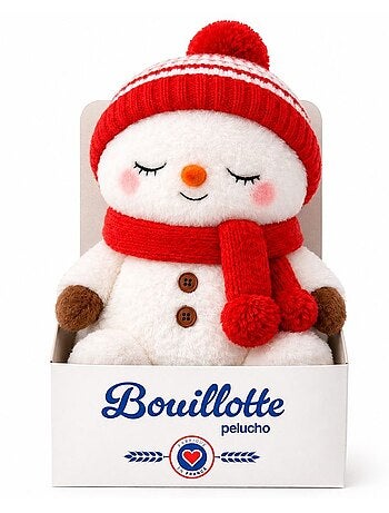 Peluche bouillotte bonhomme de neige - made in france