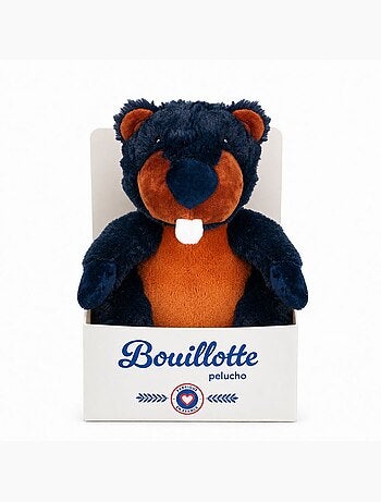 Peluche bouillotte castor - made in france