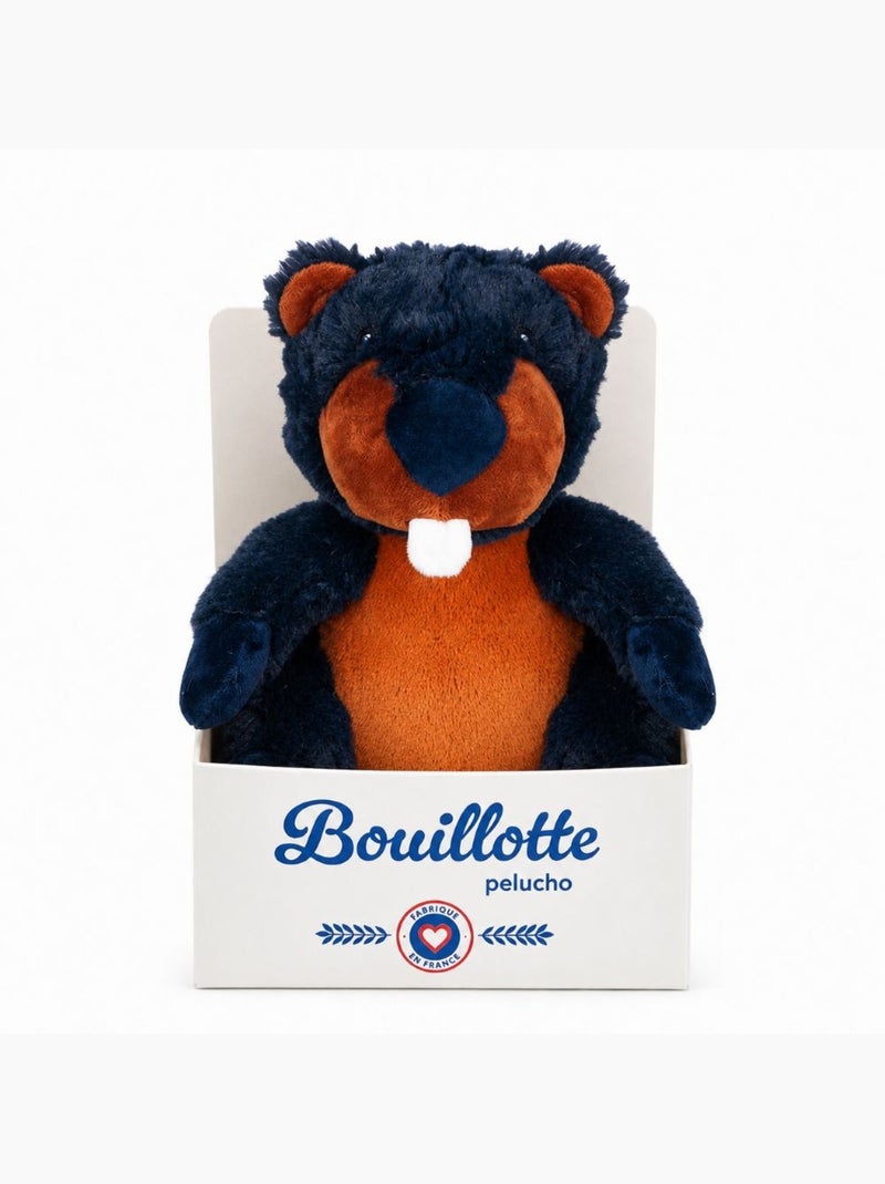 Peluche bouillotte castor - made in france Noir Bleu marine - Kiabi