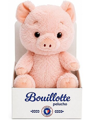 Peluche bouillotte cochon rose - made in france