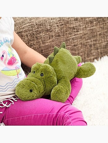Peluche bouillotte crocodile vert - made in france